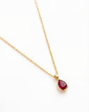 Ruby Red Tear Drop Necklace