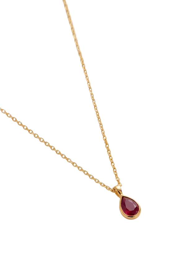 Ruby Red Tear Drop Necklace